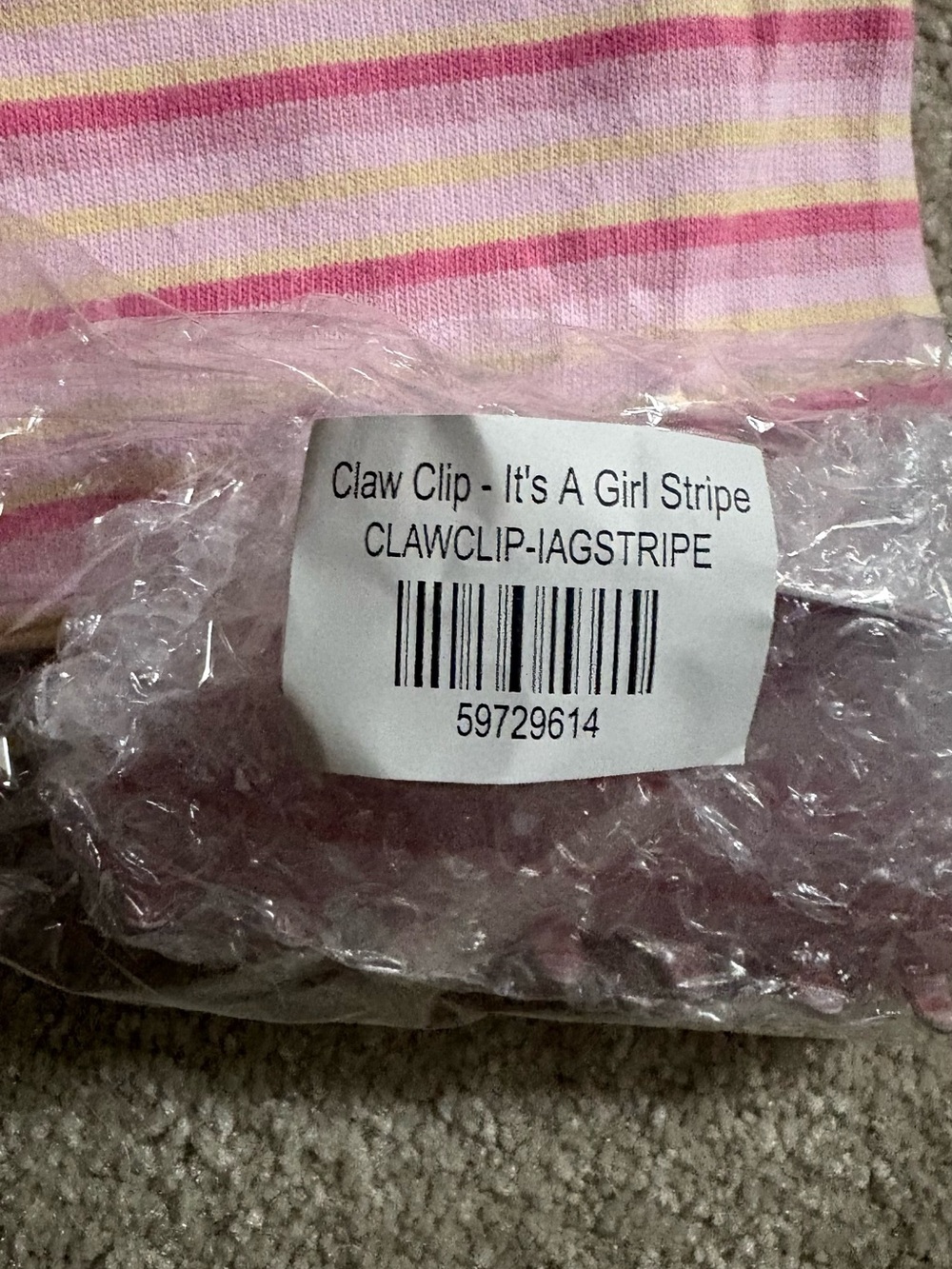 PARKE Claw Clip It's A Girl Stripe- New in Bag Sold out color